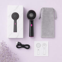 Qué incluye el peine masajeador en negro: caja, cable USB-C, bolsa y manual